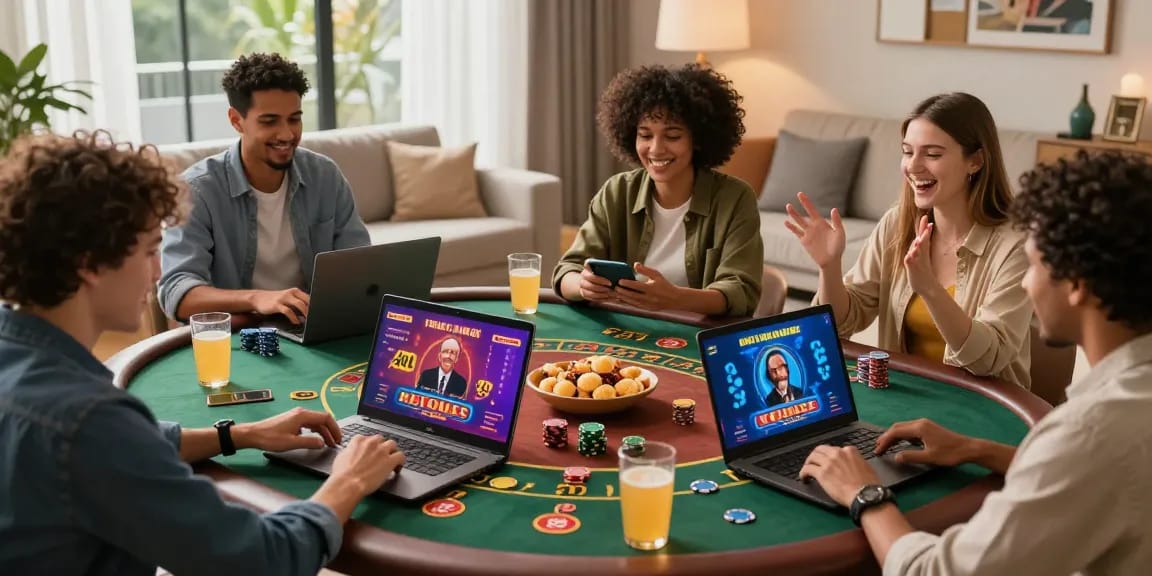 Engaged online players enjoying the excitement of USA casinos for UK players at https://aboutobo.com in a cozy living room.