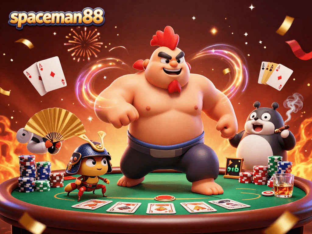 Engage in the thrilling world of spaceman88, showcasing vibrant poker elements and playful characters.