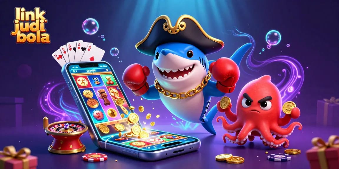 Engage with link judi bola through a lively underwater casino scene filled with colorful characters and gaming elements.