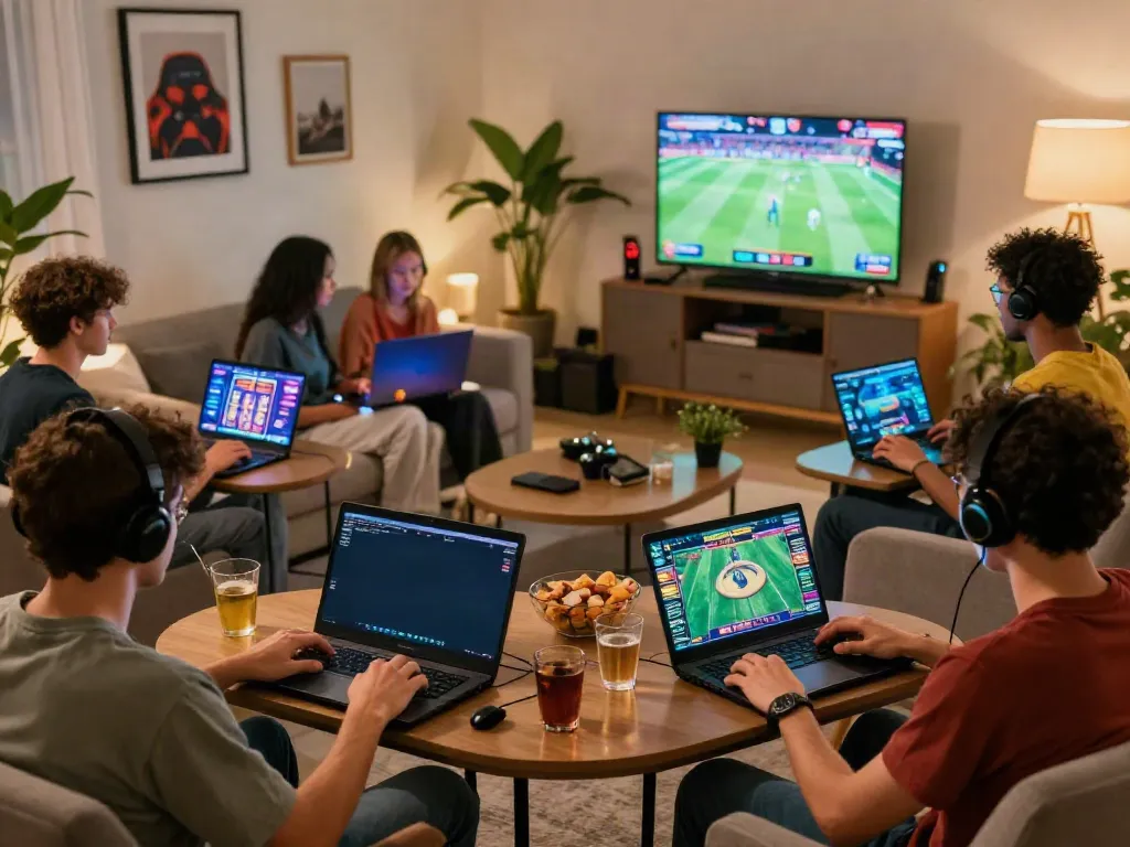 Players enjoying gaming at home with da88 games on multiple screens, creating an engaging environment.