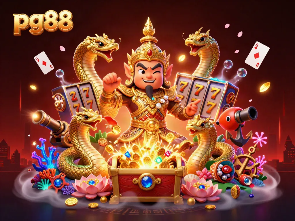 Experience winning moments at pg88 with a dazzling scene of slot reels and treasure!