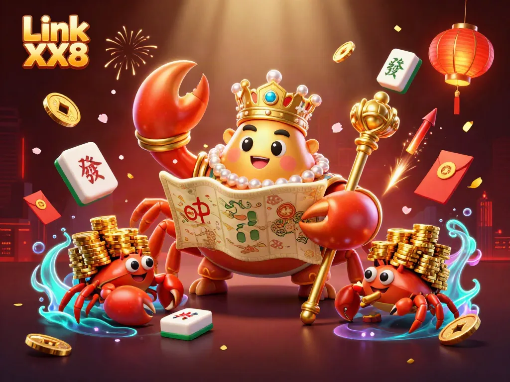Experience Link XX8 with a dynamic golden crab emperor and vibrant casino elements.