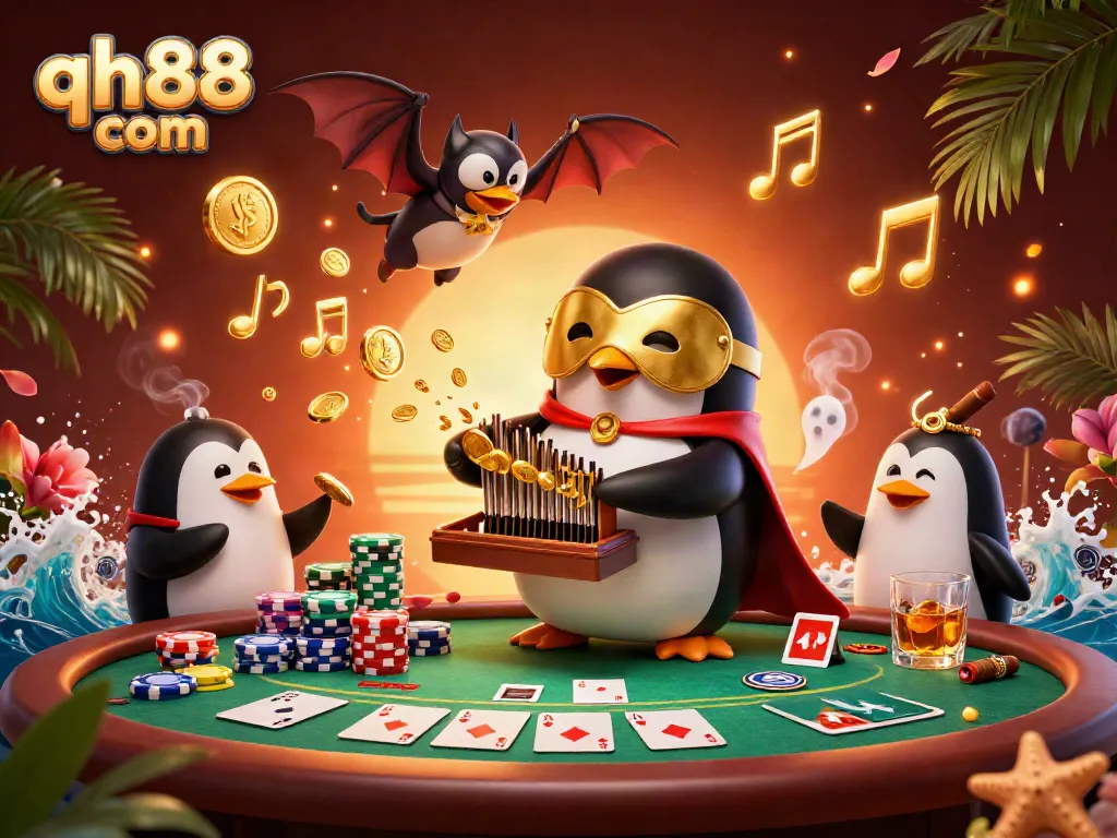 Experience the thrill of qh88 com with animated characters celebrating casino gaming and dynamic poker action.