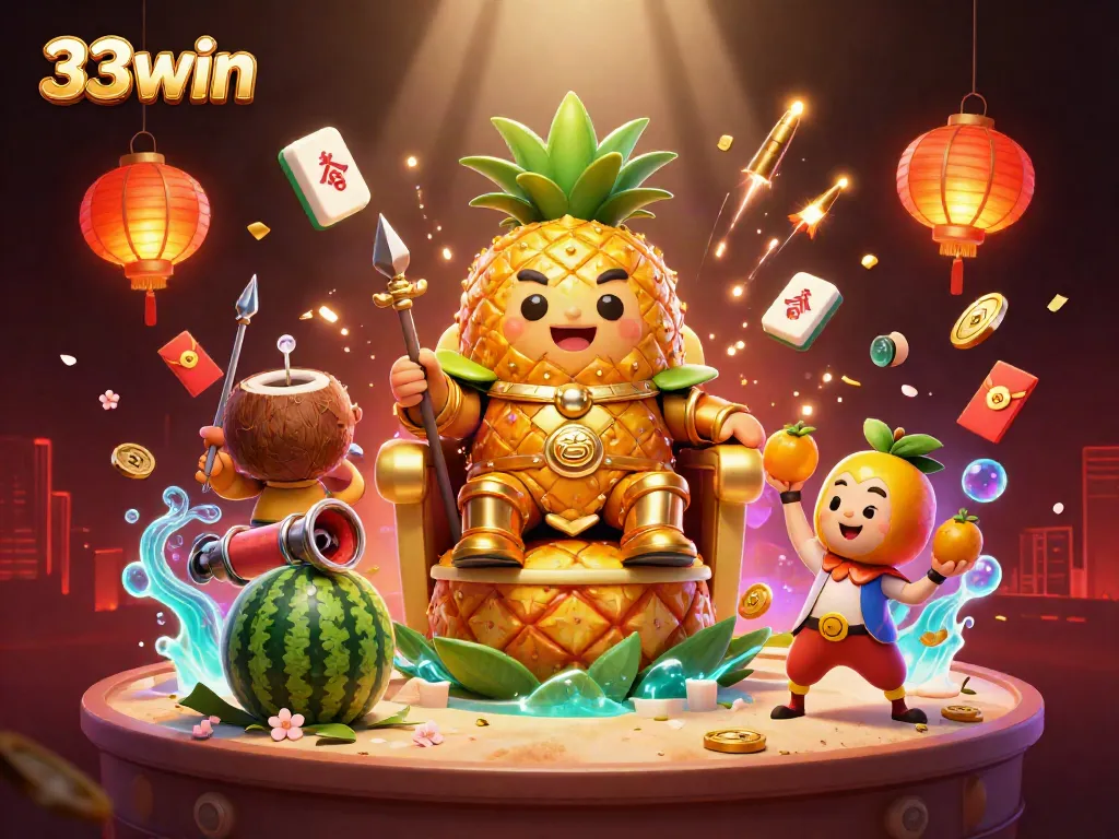 Engage with 33win's dynamic casino world featuring vibrant characters and lively gaming elements.