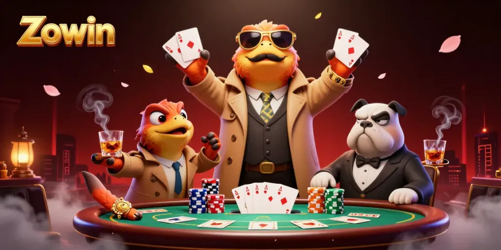 Zowin offers thrilling gaming experiences with cartoon raptors trying to enter a VIP casino.