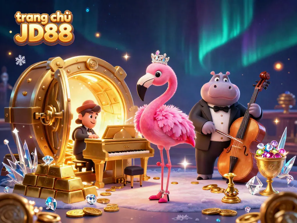 Experience vibrant gaming excitement at trang chủ JD88 with a dazzling 3D casino scene.