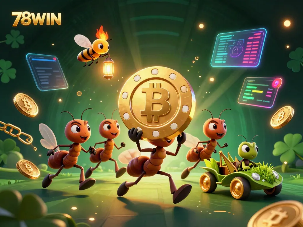 Experience the thrilling world of 78WIN's online gambling with vibrant characters and crypto elements in action.