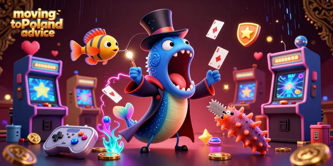 Engage with moving to Poland advice through a magical casino scene featuring unique underwater characters.