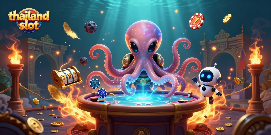 Engage in thrilling plays at thailand slot with vibrant 3D alien octopus and dynamic game elements.