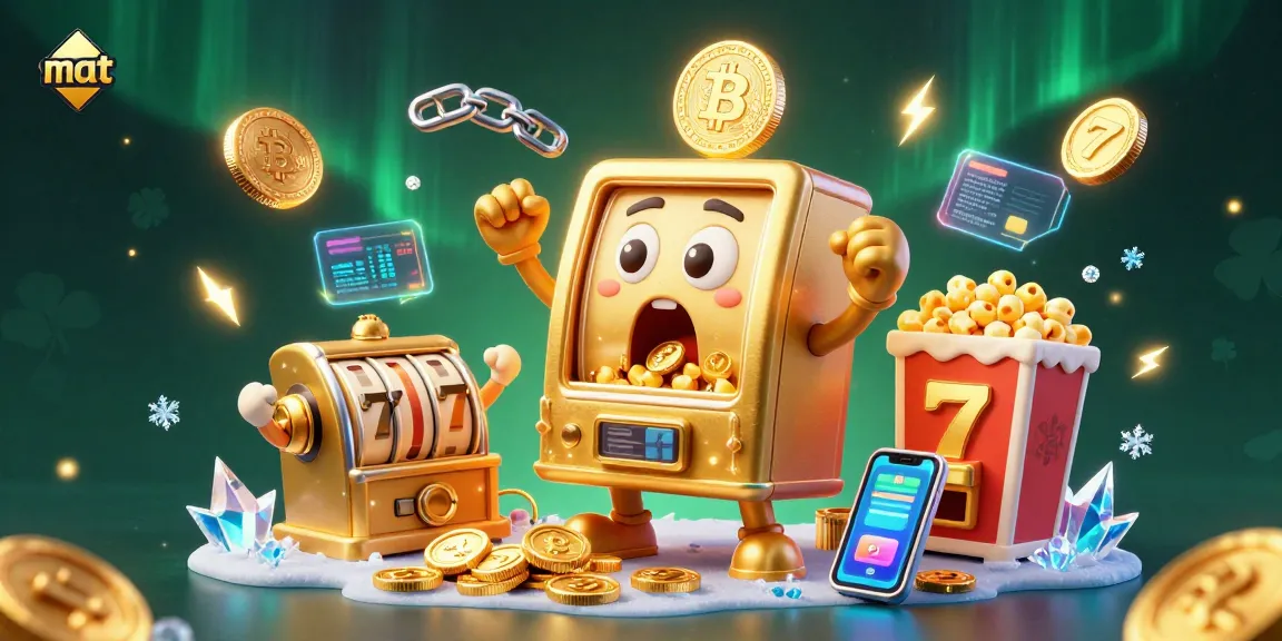 Spin the slots and win with mat's thrilling 3D jackpot celebration illustration.