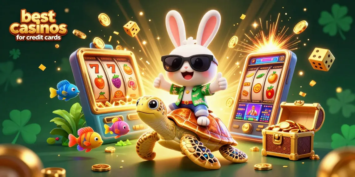 Experience the excitement of the best casinos for credit cards with vibrant colors and dynamic characters in a lively casino scene.