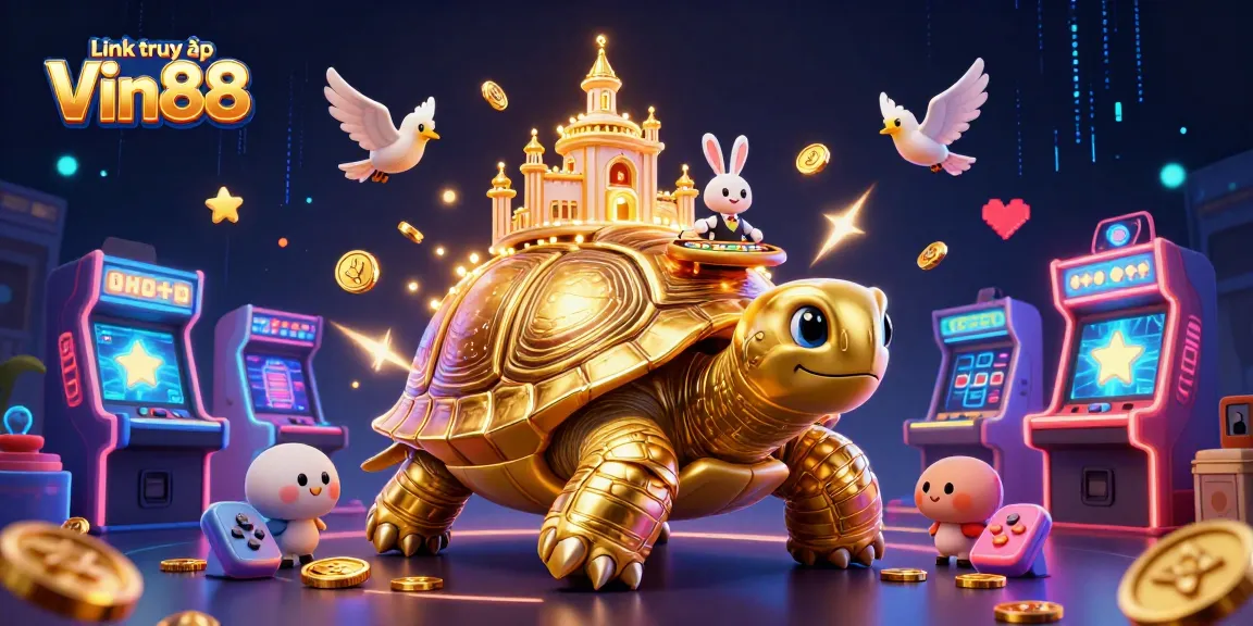 Engage in gaming excitement at Link truy cập Vin88 with a vibrant 3D casino illustration showcasing alluring characters and dynamic elements.