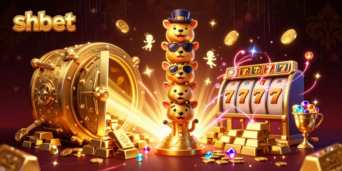 Experience thrilling wins at SHBET with vibrant casino-themed 3D illustration filled with treasures.