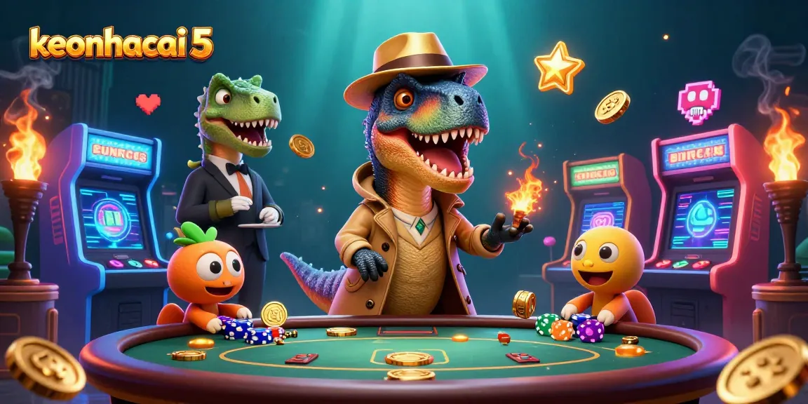 Experience the thrill of betting at keonhacai 5 with a velociraptor and casino elements.