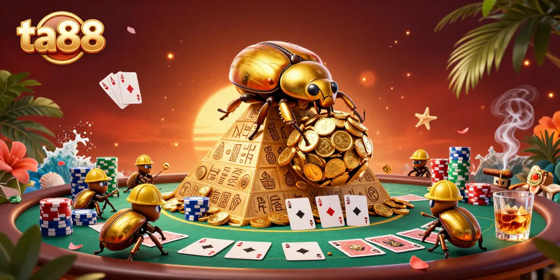Experience the thrill of ta88 with a vibrant 3D casino scene filled with golden coins.