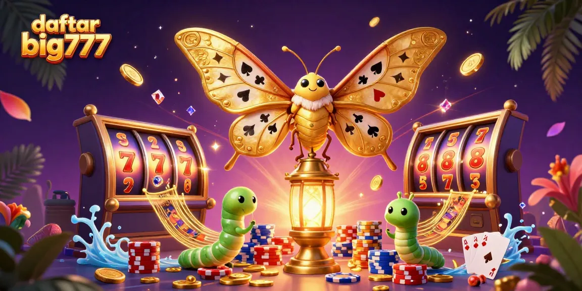 Spin to win at daftar big777 with vibrant 3D casino illustration showcasing slots and card games.