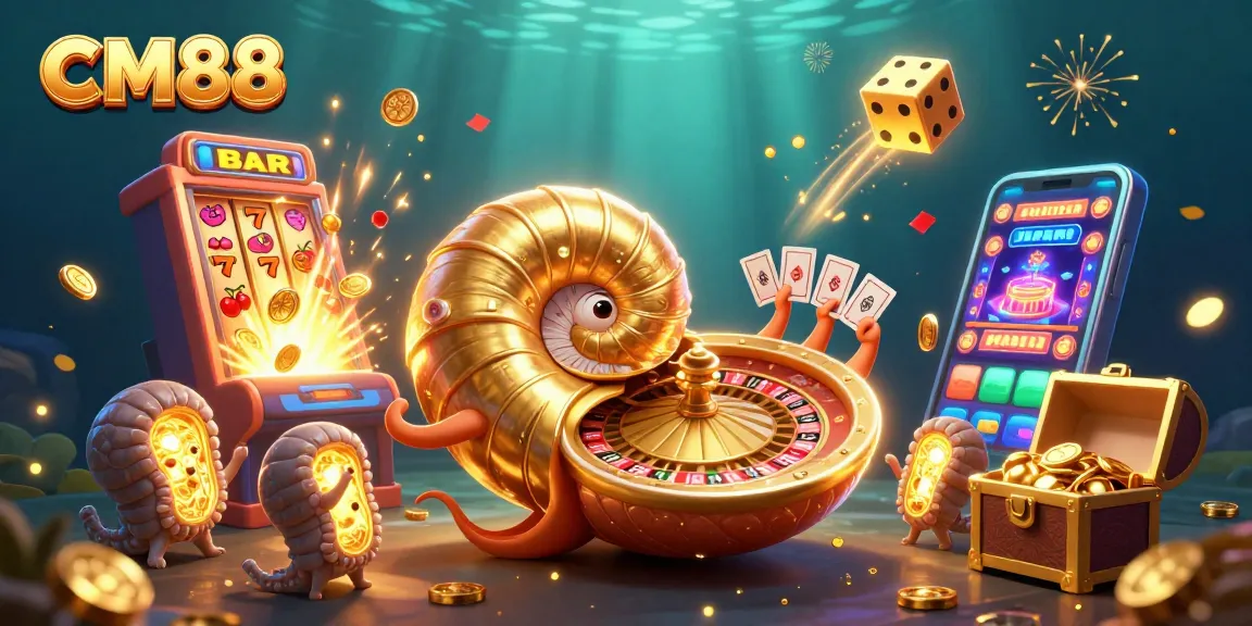 Celebrate wins with CM88 and vibrant casino elements in this thrilling 3D illustration.