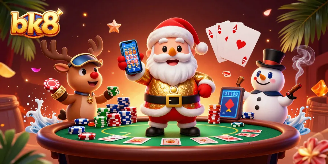 Engage with bk8's vibrant online casino experience featuring animated characters and lively gambling elements.